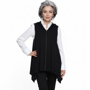 EDW Every Day Wear By Spirithouse Lagenlook Black Sleeveless Zipped Tunic Top L